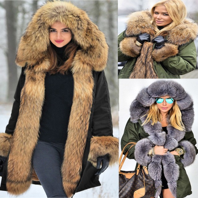 womens parka coats with fur hood plus size