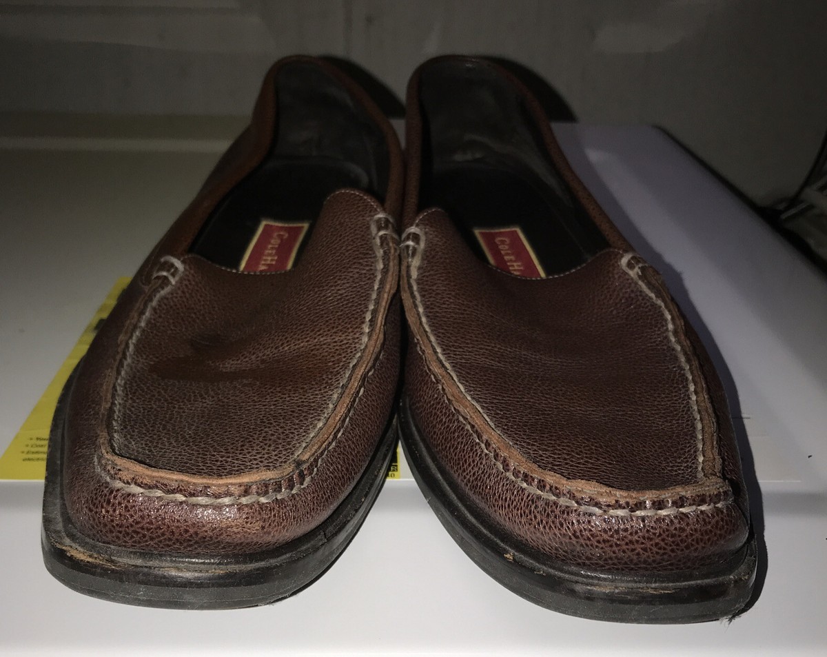 COLE HAAN Nikeair Brown Leather Slip On Moc Toe Dress  display picture 2