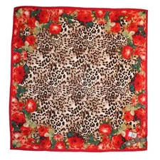 Vince Camuto Rose Leopard 36" Square Scarf Silk Rayon Blend #VC2430
