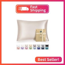 Bedsure Satin Pillowcase with Zipper, King Size Satin Pillow Cases Set of 2, Sim