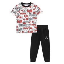 Jordan Kids Air Comic All Over Print Tee and Pants Set - Black