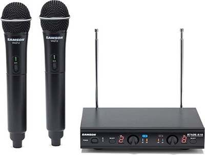 #ad SAMSON Stage 212 Dual VHF Handheld Wireless Microphone System with 2 Q6 Mics $219.99