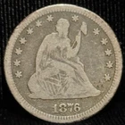 1876 United States Seated Liberty Quarter Silver Coin 25C