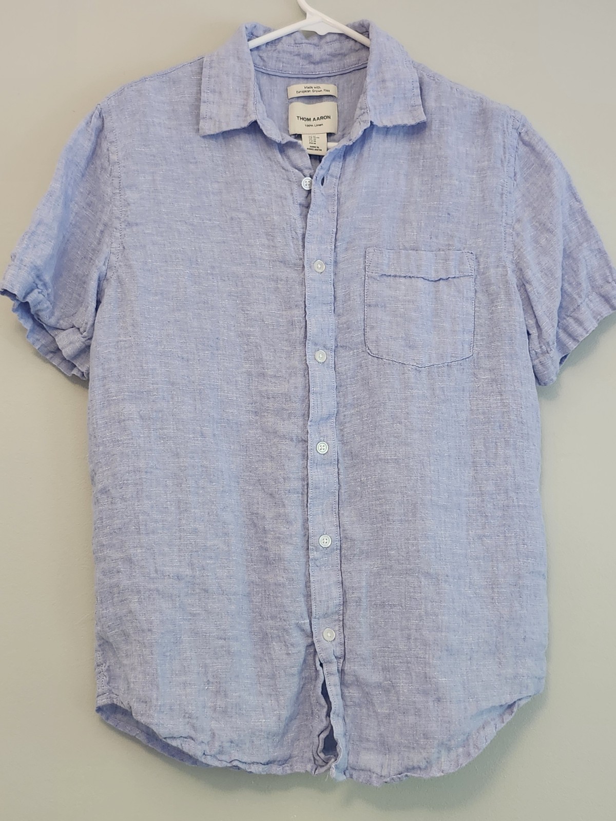 Thom Aaron men's medium 100% linen shirt made with European grown flax