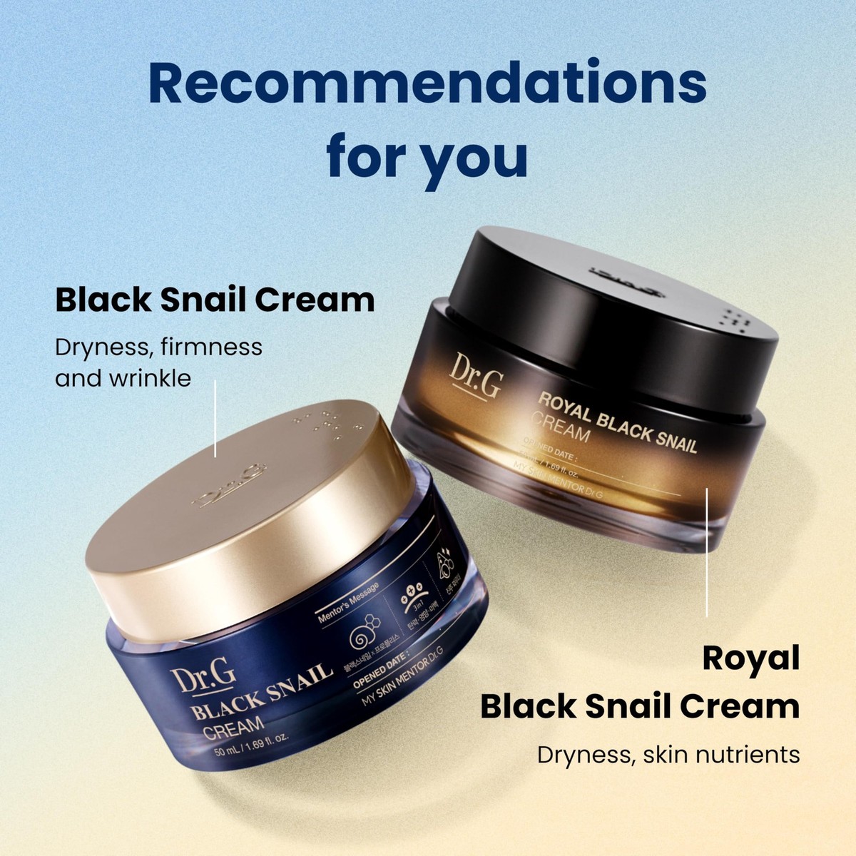 Dr.G Black Snail Cream 50ml - Snail Mucin Moisturizer Snail Mucin