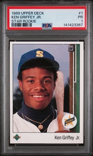KEN GRIFFEY JR 1989 UPPER DECK #1 STAR ROOKIE - PSA 1 - SEATTLE MARINERS