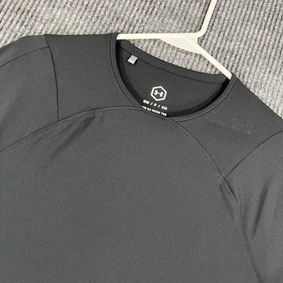 Under Armour Rush Shirt Mens Small Black Short Sleeve Crew Neck Celliant Active