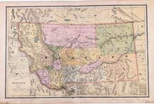 1887 MONTANA  Map ORIGINAL ANTIQUE 18x12 - Frontier Forts Railroads Missoula
