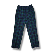 Pendleton Wool Plaid Pants Black Watch Tartan High Waist 10 Vintage USA