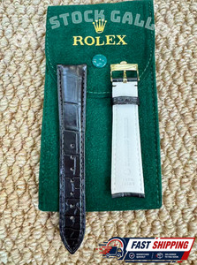 Rolex Coffee Brown Leather Band 20mm With Rolex Buckle Gold Crown Plated NOS 💥