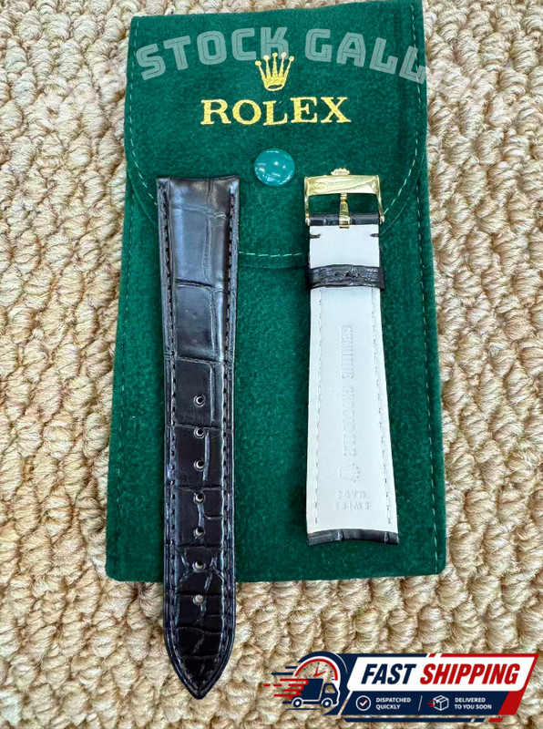 Rolex Coffee Brown Leather Band 20mm With Rolex Buckle Gold Crown Plated NOS 💥