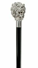 Concord Lion Head 925 Sterling Silver Handle Men's Walking Cane Made In Italy