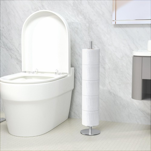 Brushed Nickel Toilet Paper Holder Stand for Spare Rolls Storage Stainless St... - Picture 7 of 7