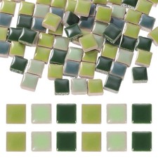 9mm Square Mosaic Tile, 300g Ceramic Mosaic Tile Bulk, Green Colors