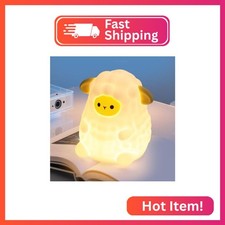 ollycasa Cute White Sheep Night Light for Kids, 7-Color Changing 3 Adjustable