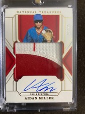 2025 National Treasures AIDAN MILLER Prospect Material Signatures GOLD 18/49 MEM