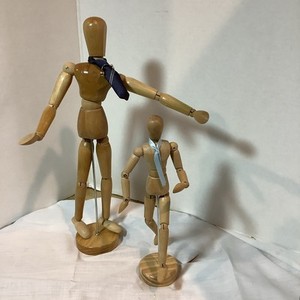 Vintage Articulated Wooden Artist Model Two Included. 13” And 9”.