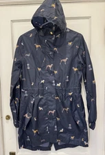 Joules Women's US 2 UK 6  Right As Rain Dogs  Hooded  Raincoat 
