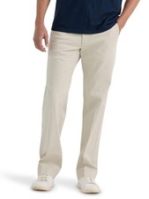 Lee Men's Extreme Motion Flat Front Regular Straight Pant City Beige 34W x 30L