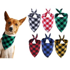 3 Packs Dog Bandana Collar Puppy Plaid Neckerchief Scarf Bibs For Cat Pet Adj