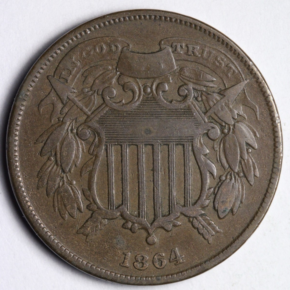 1864 SMALL MOTTO Two 2 Cent Piece XF+ RARE! E166 ZTHKX | eBay