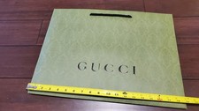  5 GUCCI Shopping Gift Bag 19"L x 14"H x 6.5  W Green Embossed Design