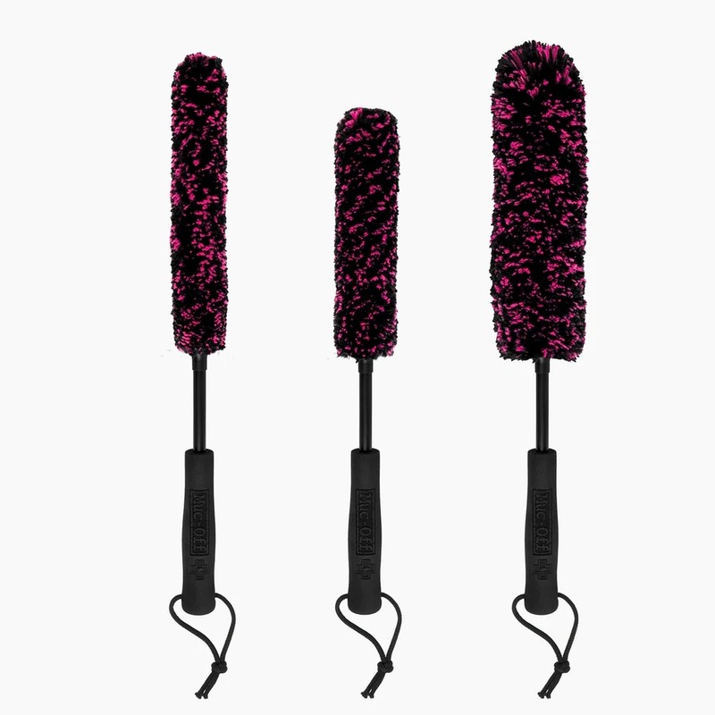 Jeu de 3 brosses microfibre MUC-OFF anti-rayures avec manche ergonomique EVA