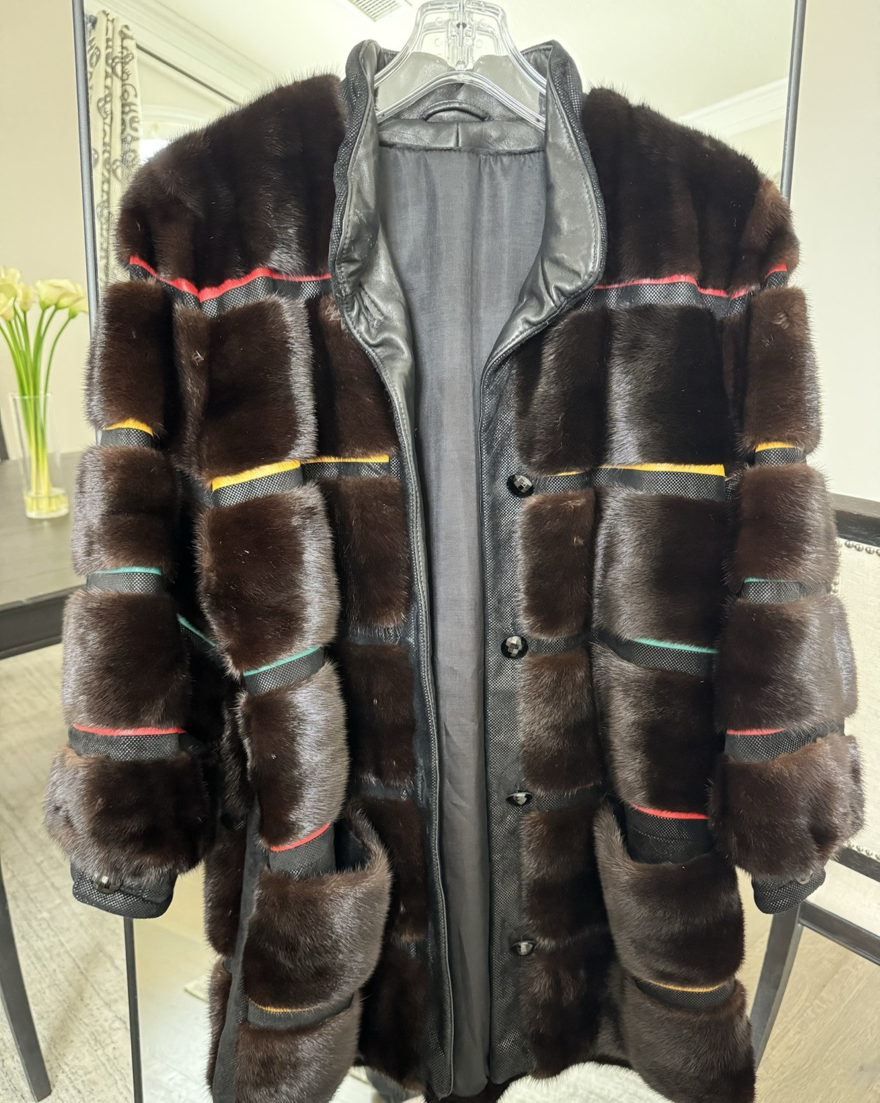 NEIMAN MARCUS Mink Fur/Leather Coat by Hannah Kay Pollock - Brown (L) Luxurious! image 2