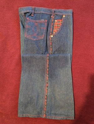 Vintage 70s Givenchy Bell Bottom Jeans - Argyle Leg Seam - Made in Hong Kong
