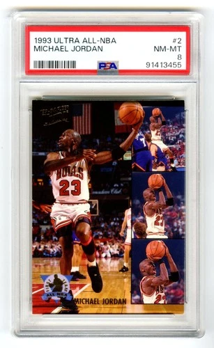 MICHAEL JORDAN~1993 ULTRA ALL-NBA TEAM PSA-8 NM-MT GRADED INSERT CARD#2~NEW CASE