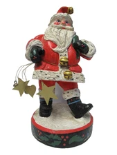 VTG House of Hatten large Santa 11” Denise Calla 1992 Folk Art Gold Stars heart