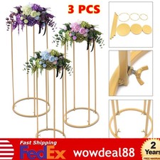 3 Pcs Flower Rack Vase Stand Prop Metal Art Geometric Column Wedding Party Decor