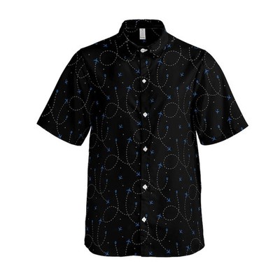 Aviation Flight Hawaiian Shirt Mens Aloha Travel Print Button Up Casual Summer