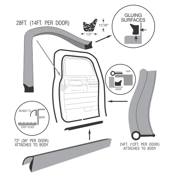 Chevrolet GMC 1939-1946 camioneta puerta a carrocería sellos restauración acero goma Chevy Foto 2 de 4