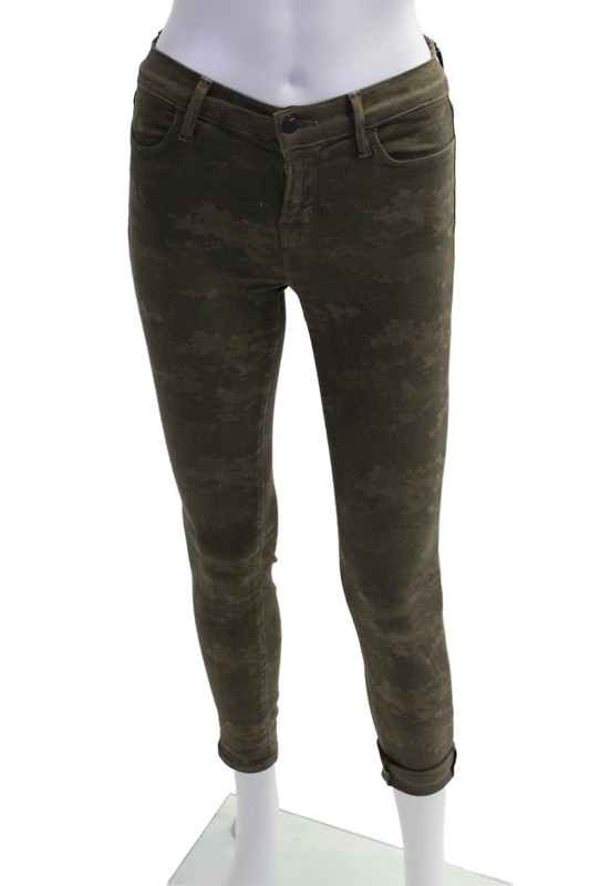 J Brand Womens Cotton Camouflage Four Pocket Low-Rise Skinny Pants Green Size 24