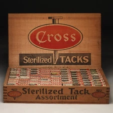 AWESOME! Antique Cross Tack Country Store Hardware Countertop Display Box Sign