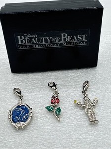 Disney Beauty And The Beast The Broadway Musical 3 Necklace Charms Silver Tone