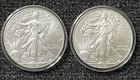 Lot of 2 - 2002/2008 American Silver Eagle Coins 1 Oz .999