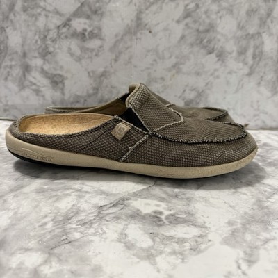 Spenco Gecko Mules Mens 9 Brown Canvas Orthotic Slip On Slides Comfort Shoes