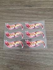 6pk Hotwheels Logo UVDTF Decal Sticker 2 Inch X 1 Inch Waterproof Raised USA