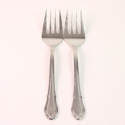 Lot of 2 Hampton Silversmiths Lauren Pattern 18/10 SS Serving Forks 8.75'' Rare