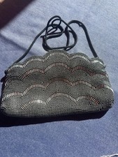 La Regale Black Silver Beaded Purseclutch