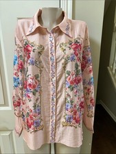 NWT Joie Pink Peach Floral Button-Up Blouse, XL