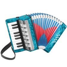 17 Key Piano Accordion, 8 Bass Kids Accordion, Celluloid Body, Metal Cover Ac...