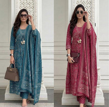 Premium Cotton Salwar Kameez Indian Pakistani Ethnic Anarkali Kurti Pant Set
