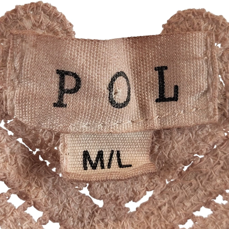 NUEVO POL Talla M/L Todo Algodón Beige Tejido Recortado Tejido Cami Top Crochet Estilo Transparente Foto 2 de 4