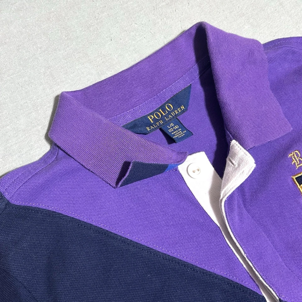 Polo Ralph Lauren Girls Striped Rugby Club Shirt Dress Large (12/14) Crest Golf - Image 4 of 4