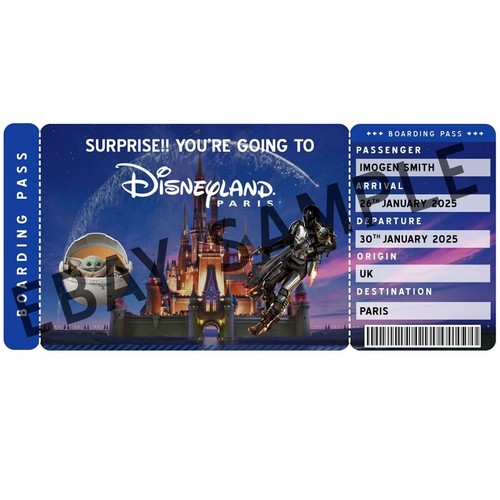CARTE D'EMBARQUEMENT DISNEY PERSONNALISÉE - BILLET PHYSIQUE IMPRIMÉ - DISNEYLAND PARIS - Photo 6 sur 6
