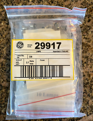 *100 PCS* GE 338 Miniature Light Bulb Lamp 2.7V 0.06A Midget Flange Base T-1-3/4