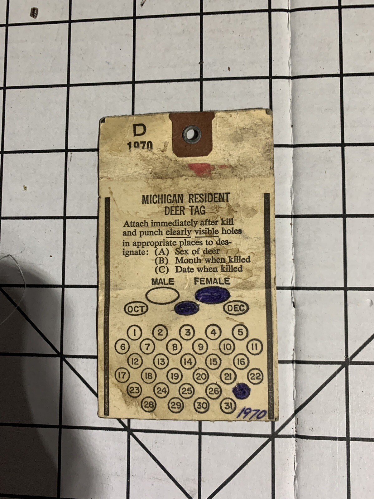 1970 Michigan Deer Hunting License Tag B207 eBay